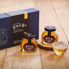 참자연 밤피아꿀 유리병 200g X 2병(쇼핑백 포함 / 답례품 블렌딩 벌꿀)